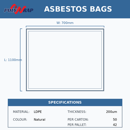 Printed Asbestos Bags LDPE Natural 200 um (Code: ASBPR700)