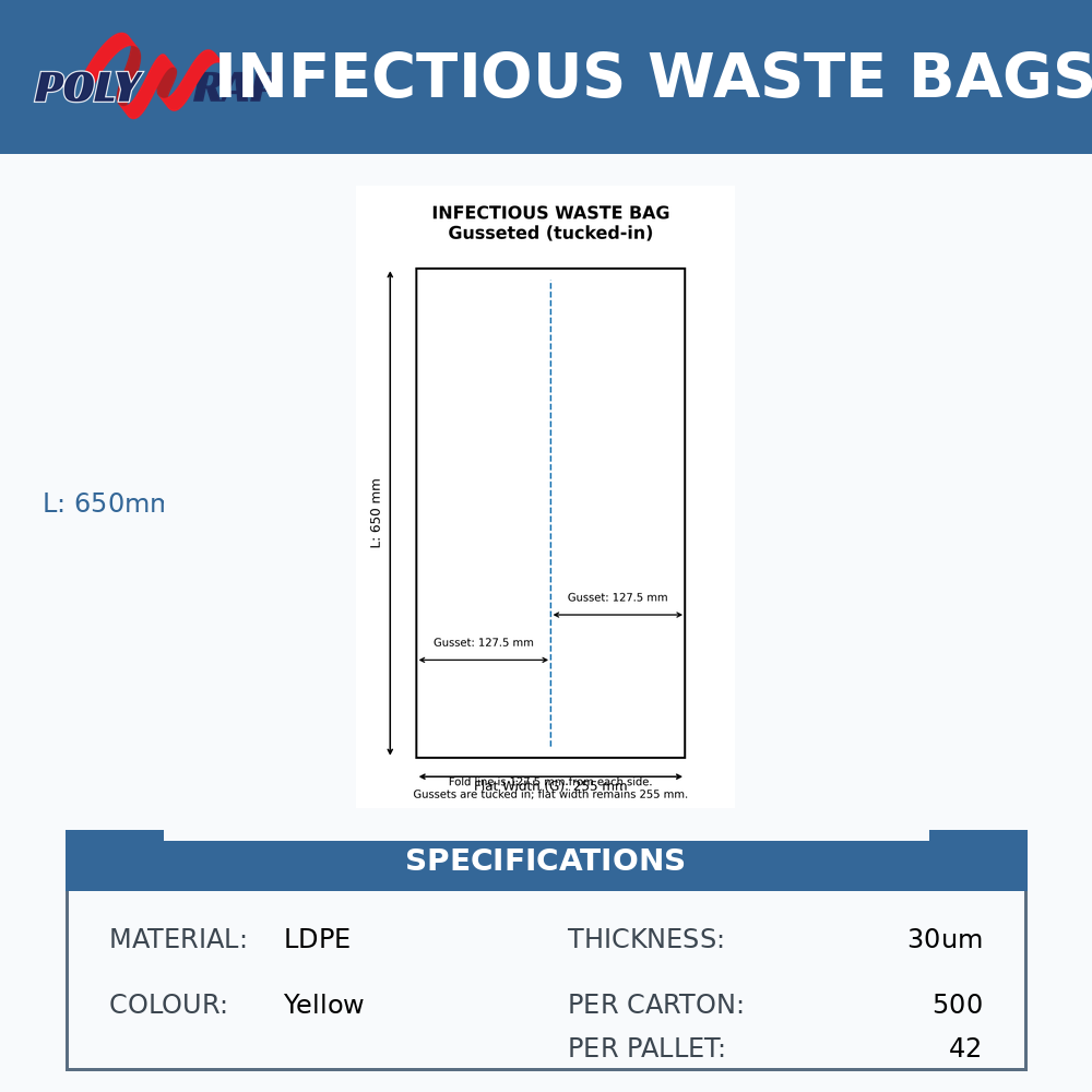 Printed Infectious Waste Bags LDPE Yellow 38 um (Code: PIWB27)