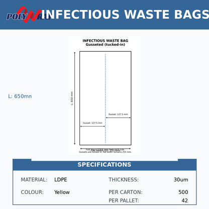 Printed Infectious Waste Bags LDPE Yellow 38 um (Code: PIWB27)